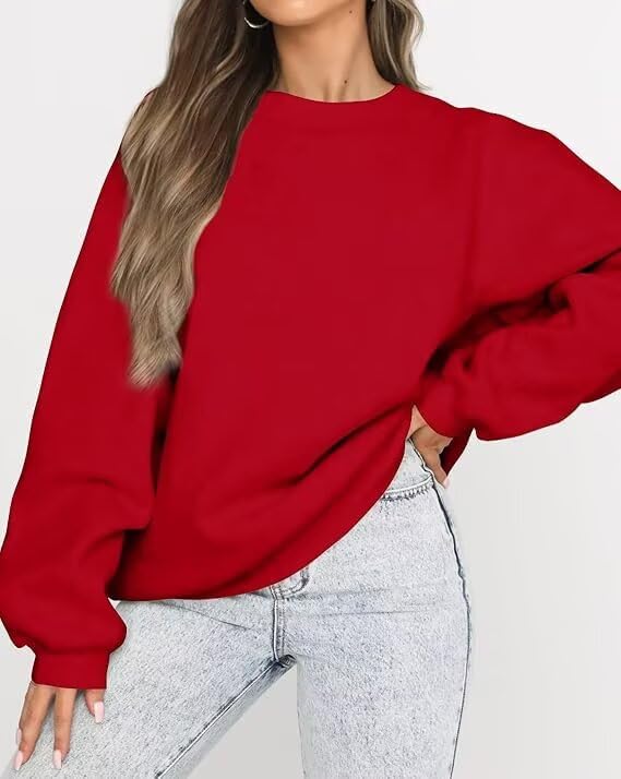 LACOZY Damen-Sweatshirt, langärmelig, Rundhalsausschnitt, lässiger Pullover, übergroß, lockerer Herbst-Top