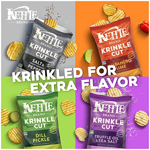 Image of Kettle Brand Potato Chips, Krinkle Cut Dill Pickle Kettle Chips, 5 Oz