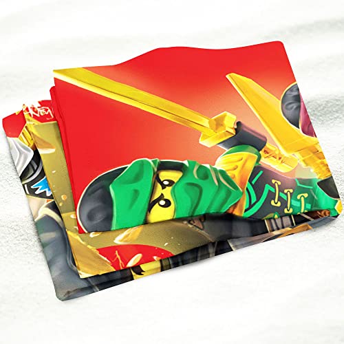 BERONAGE Lego Ninjago Badetuch Motiv Fire 70 cm x 140 cm - Neu & Ovp - Strandlaken - Strandtuch - Handtuch - Duschtuch - Velourstuch - 100% Baumwolle