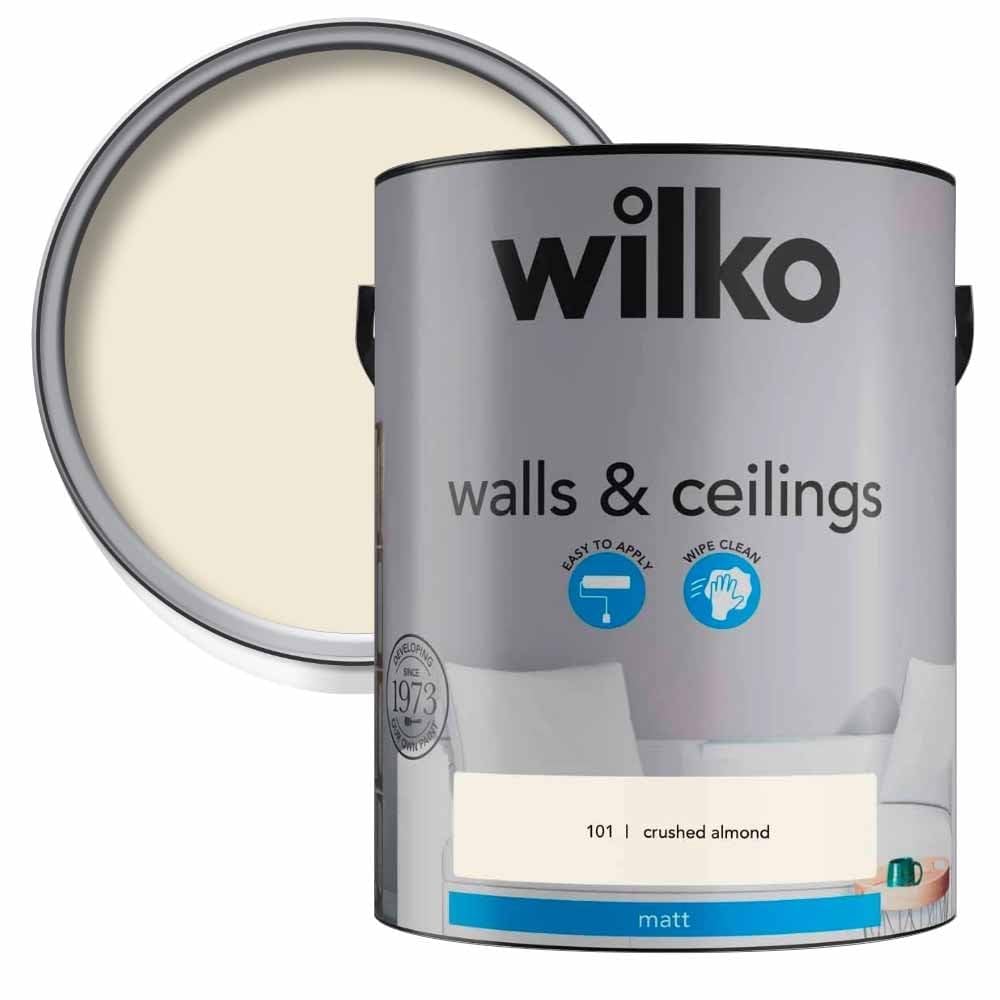 wilko Matt Paint 5L, Emulsion Paint, Wall & Ceiling Paint, Crushed Almond, Matt Finish, Premium Quality, Easy Application, Single Unit, Interior Use