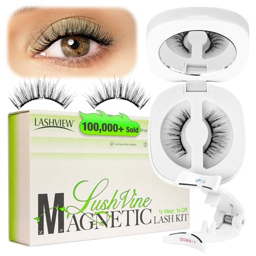 LASHVIEW Upgrade Soft Magnetic Eyelashes with Applicator Reusable Magnetic Lashes Natural Look No Glue Needed Windproof & Waterproof for All-Day Comfort (L01)