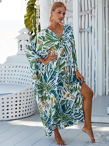 Image of sunforyou Kaftan Dresses for Women Stylish Caftans Plus Size Beach Cover up Soft Loungewear