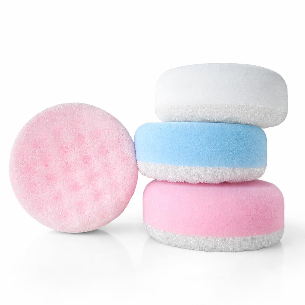 Eluto Exfoliating Bath Sponge - 4 x Assorted Colors – Double-Sided Shower Loofah Body Scrubber for Gentle Exfoliation, Deep Cleansing & Massage – Durable Bath Sponges for Men, Women & Kids