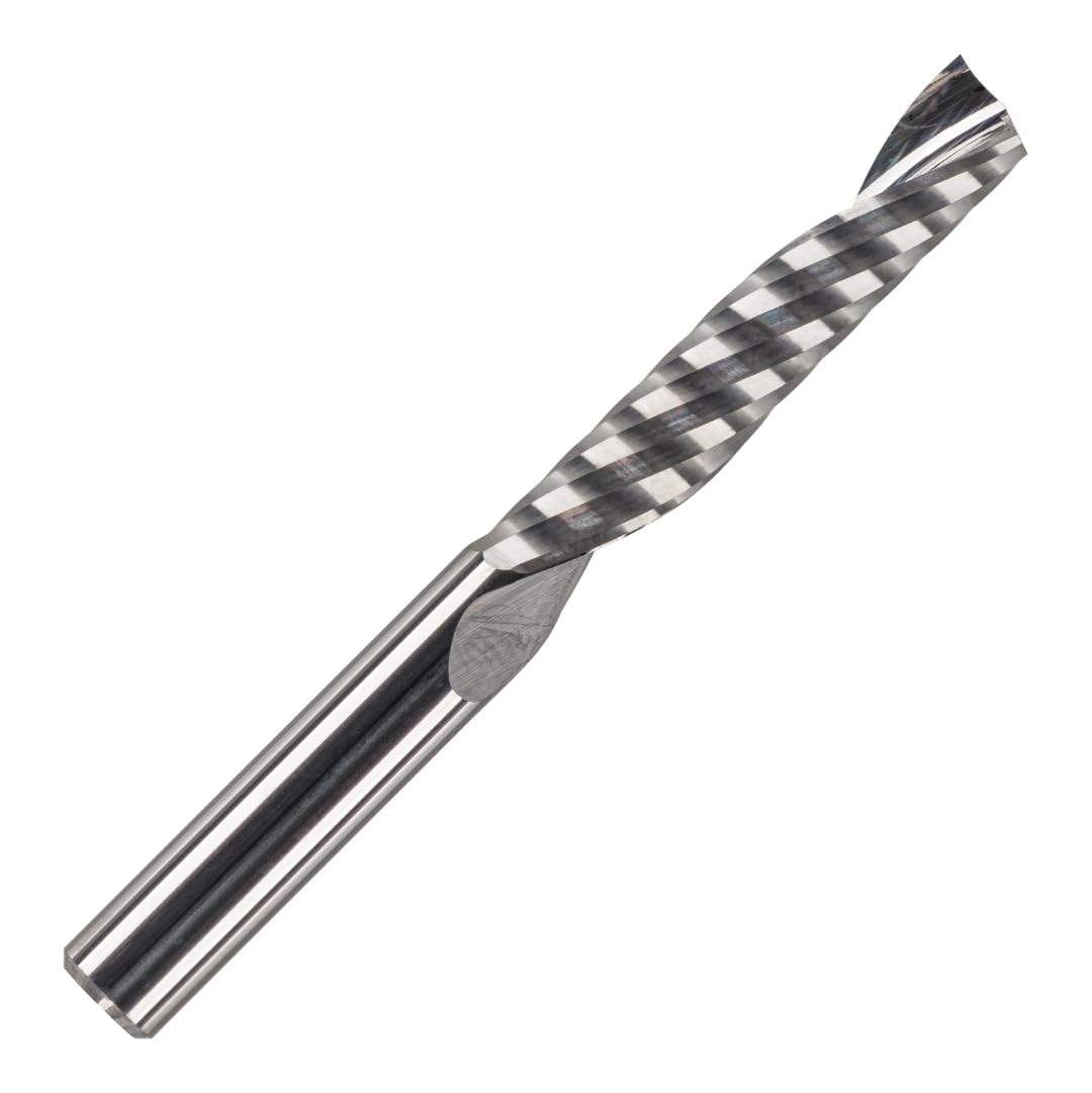 Rennie Tools - 4mm Cutting Diameter x 28mm Flute x 4mm Shank Single Flute (O Flute) Solid Carbide Up Cut Spiral Router Cutter Bit For ACM Aluminum Acrylic PVC MDF Plastic Endmill/End Mill