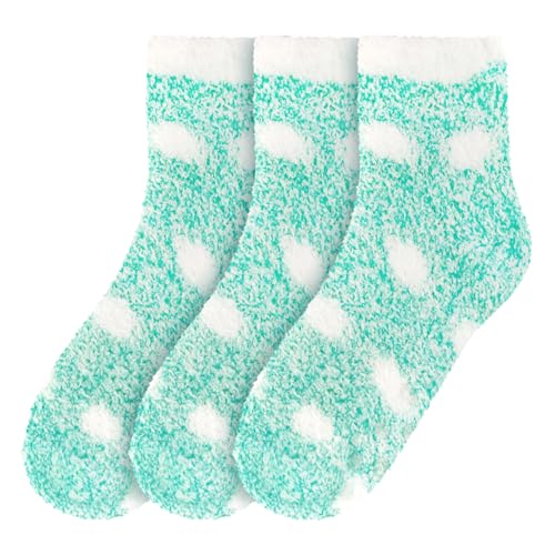 Image of BambooMN Women's Soft Warm Fuzzy Fluffy Polka Dot Cuff Crew Home Socks