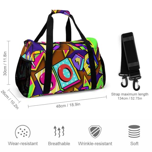80s Sport Gym Bag Travel Duffle Bags Weekender Overnight Bags Carry On Crossbody Handbag For Beach Workout Yoga2