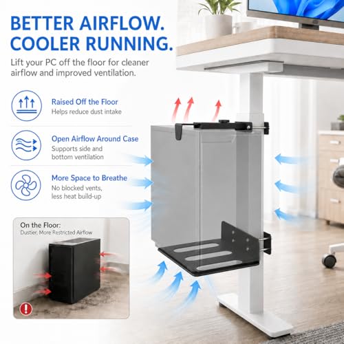 Support PC sous bureau en acier robuste avec fixation renforcée - 6
