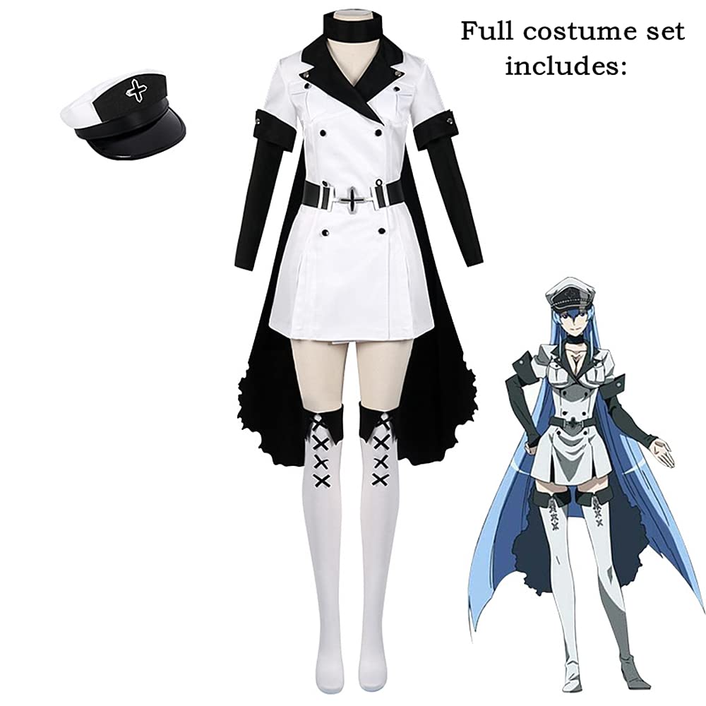 Charous Anime Manga Akame ga KILL! Cosplay Esdeath Esdese Costume,Donne Lungo Trench Coat Vestito Per Perform Cosplay