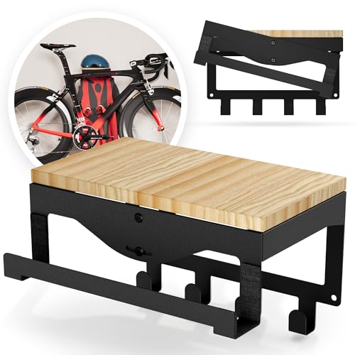 Spacecomb Fahrrad Wandhalterung [verstellbar] Holz Fahrradhalter Halterung Wand Aufhängung Fahrradhalterung Rennrad Zubehör Gravelbike Fahrradaufhängung Wandhalter