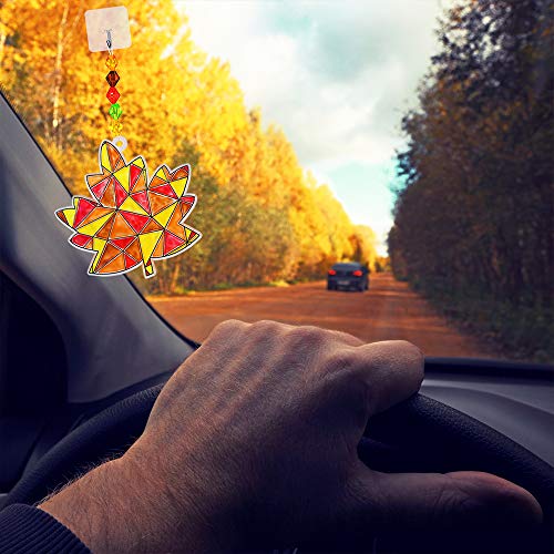 image for Winlyn 24 Sets Fall Leaf Suncatchers Ornaments Decorations DIY Window 