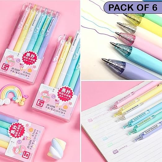 Shivaaro Plastic Retractable Colorful Pens for Kids - 0.7mm Gel Pen Set for Girls & Boys - Perfect for School Projects & Creative Work 1