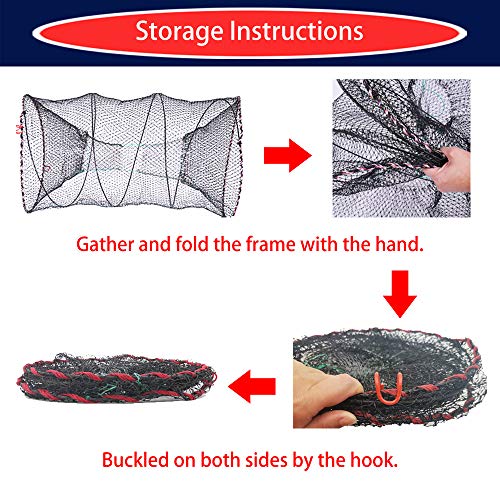 EASY BIG Portable Collapsible Crab Traps Foldable Crabbing Nets (Dia:11.8inches(30cm) Height:23.6inches(60cm))