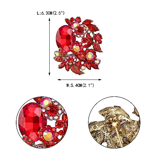 Image of EVER FAITH Rhinestone Crystal Party Flower Leaf Vine Brooch