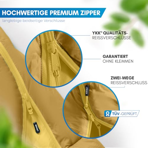 NORDMUT® Schlafsack Erwachsene – kleines Packmaß & Ultraleicht (900/1500g) – 3-Jahreszeiten (250 GSM) & Sommerschlafsack (100 GSM)… – Ansicht 3