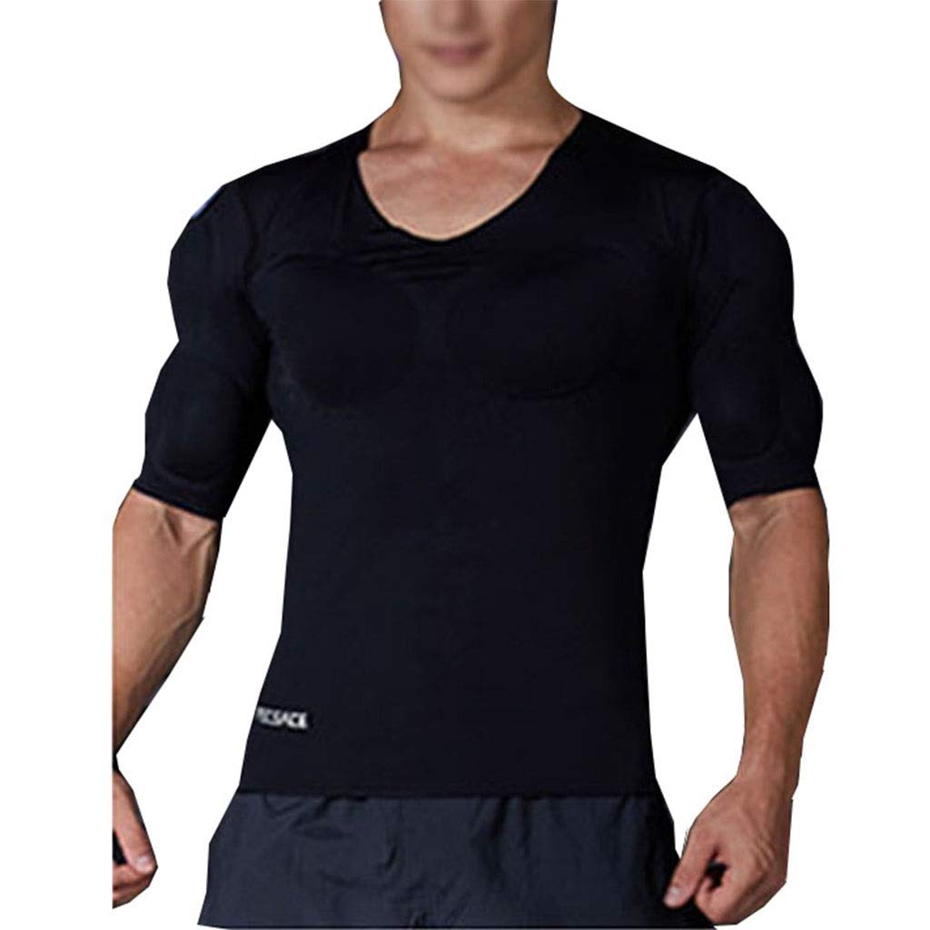 T-Shirt Simulation Faux Muscles pour homme sous un costume noir M