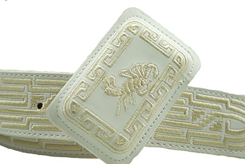 Embroidered Leather Belt Scorpion White2
