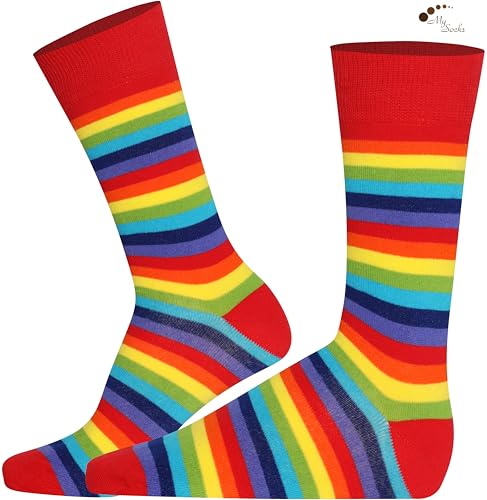 Image of Mysocks Unisex Extra Fine Combed Cotton Rainbow Socks | Seamless Toe | Reflect Your Style | Make Your Steps Enjoyable