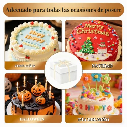 Miniatura 7 de Lyshooce 5 Sets De Cajas De Transporte Para Tartas Con Ventana Transparente 25 25 20 Cm, Incluye 5 Tableros Para Tartas, Cinta Y Etiquetas Para Tartas De Hasta 25 Cm De Diámetro