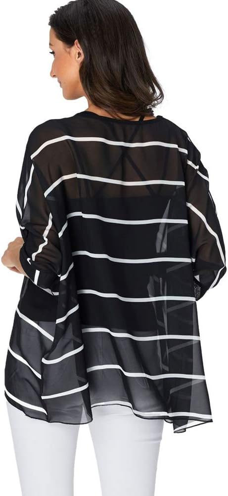 Ckikiou Plus Size Batwing Flowy Semi Sheer Chiffon Blouse Tunic for Women Summer Floral Print Boho Beach Cover ups - Image 5