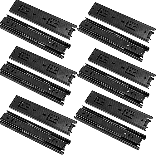HEIHAK 6 Pairs 8 Inch Drawer Slides, Ball Bearing Side Mount Furniture Slides with Mounting Screws, 110 lb Load Capacity