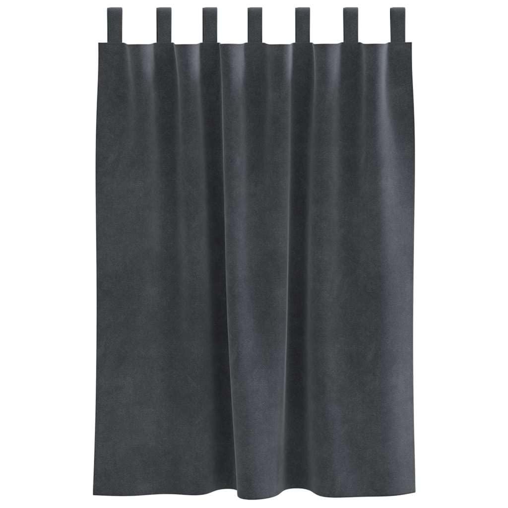Zasłony zaciemniające, zestaw 2 sztuk, jasnoszare, 140 x 140 cm, aksamitne, nieprzejrzyste, termoizolacyjne do sypialni i salonu, z pętelkami z materiału, miękkie i trwałe