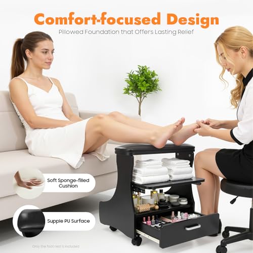 Reposapiés para pedicure con ruedas y cajón práctico miniatura 7