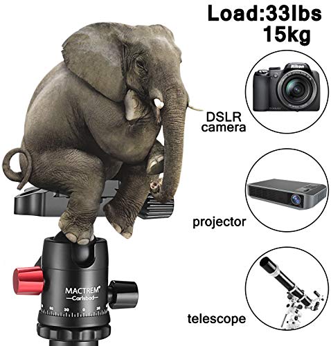 Mactrem Professional Camera Tripod With Phone Mount, 62" Dslr Tripod For Travel, Super Lightweight And Reliable Stability, Ball Head Tripod Detachable Monopod With Carry Bag (Black) #TOP1
