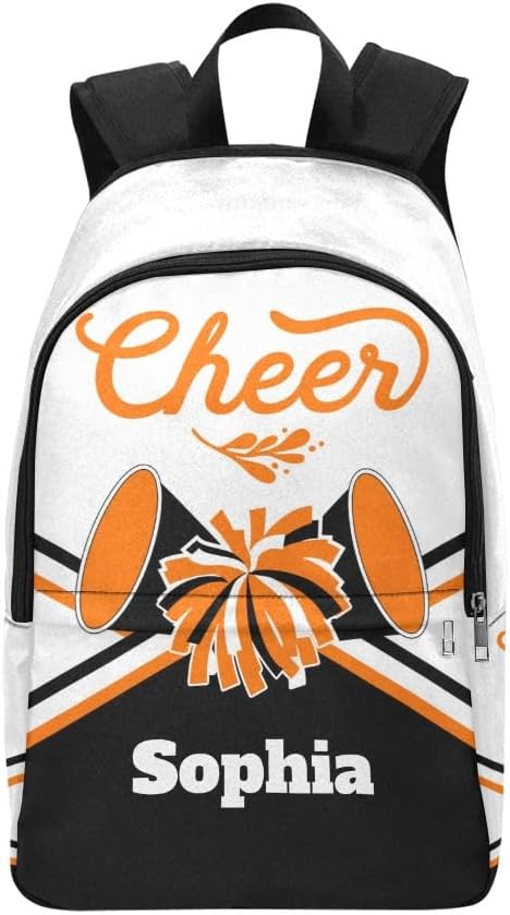 Personalized Cheerleader Cheer Orange Black Backpack with Name Custom Travel Bag for women Men