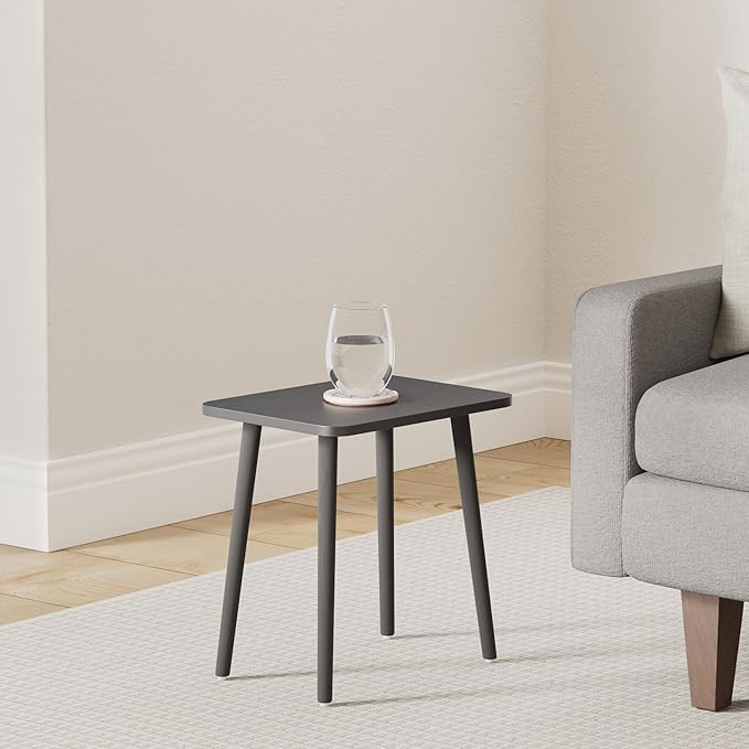 Image of FORAOFUR Side Table, Modern Accent End Table with Wooden Legs, Easy to Assemble Mini Living Room Table for Sofa Bedroom, Minimalist Black Furniture for Small Apartments and Limited Spaces | Minimalist black wood legs, fits sofa /bedroom /living, compact, lightweight, eassy assembly