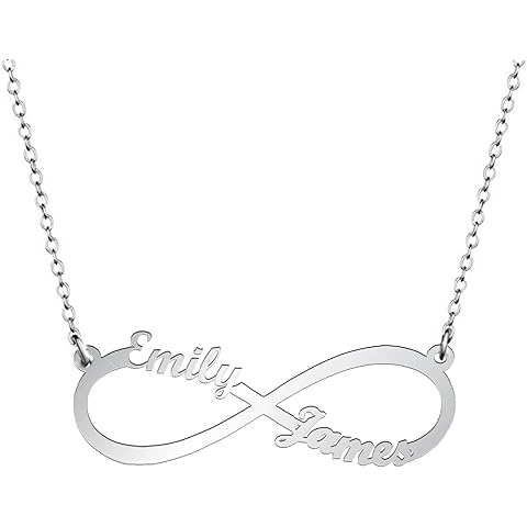 Lyrodym 925 Sterling Silver Necklace with Name for Couples Custom Name Pendant