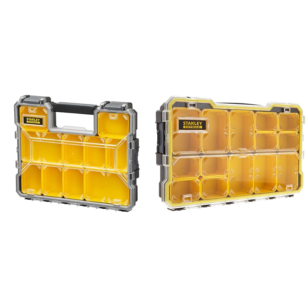 Stanley 1-97-519 Organisateur de Rangement Gamme FatMax - Etanche - Polycarbonate Incassable & Stanley Fmst1-75779 Boîte À Outils Étanche Profi 2/3 Gamme FatMax - Couvercle Transparent
