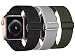 Produktbild surundo 3 Stück elastische Bänder kompatibel mit Apple Watch 7 Armband 45mm 42mm 44mm für Damen Herren, Weiche Geflochtene Ersatzarmbänder für iWatch SE Serie 8 6 5 4 3 2 1, Schwarz/Armee Grün/Grau