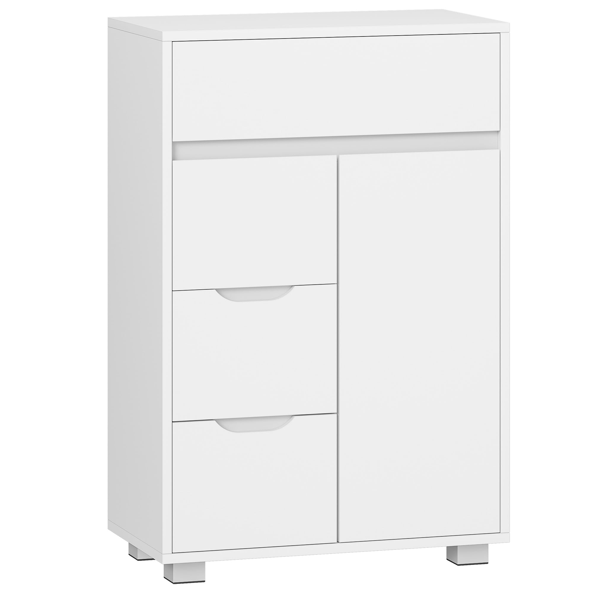 Hzuaneri Mobile Bagno, 4 Cassetti e 1 Anta, Ripiani Regolabili, Grande Capacità di Stoccaggio, Moderno, per Soggiorno o Bagno, Dimensioni, 30 x 55 x 82 cm, Bianco SC05503X