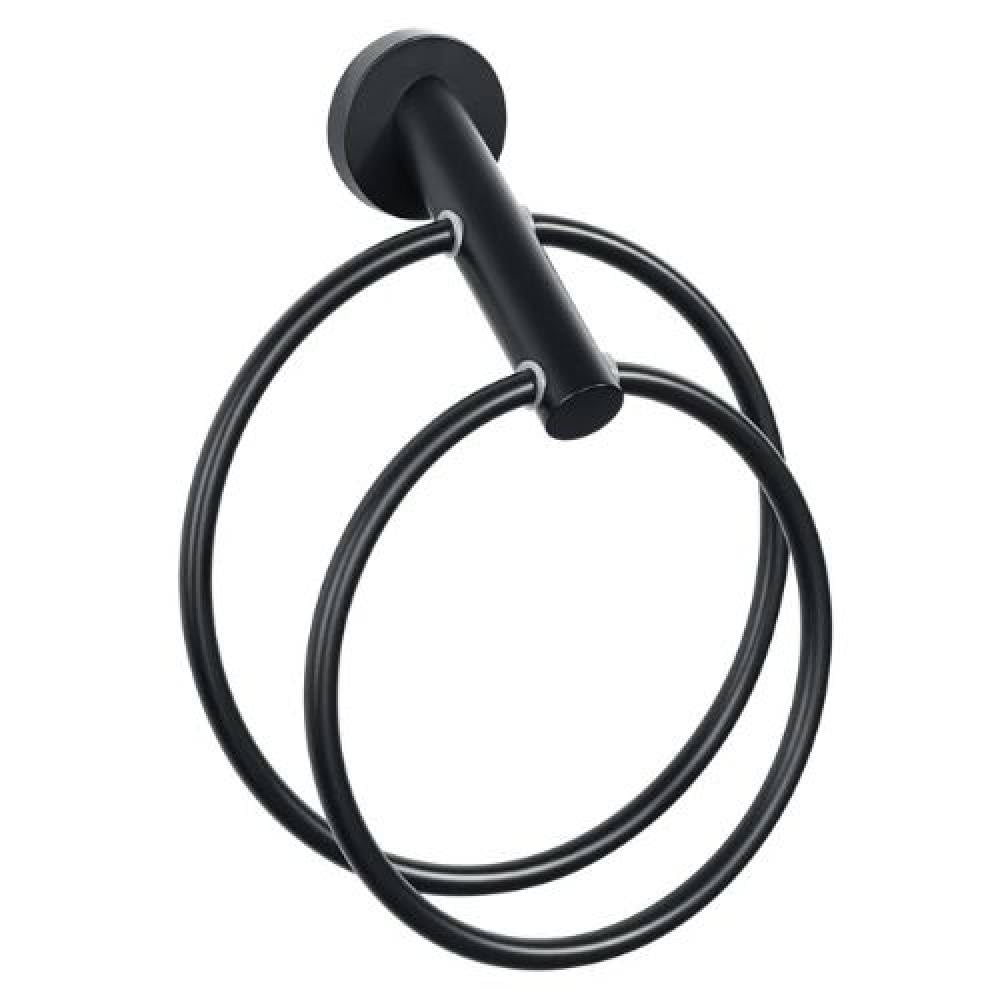 Anneau porte-serviette noir mat en acier inoxydable 304 pour support mural de salle de bain