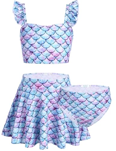 Arshiner Meerjungfrau Bikini Mädchen Tankini Set 3er Kinder Blau...