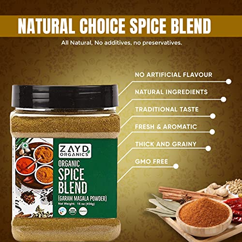 Zayd Organics Garam Masala Powder, Indian 11-Spice Blend, Usda Organic, 16Oz (454G) #TOP1