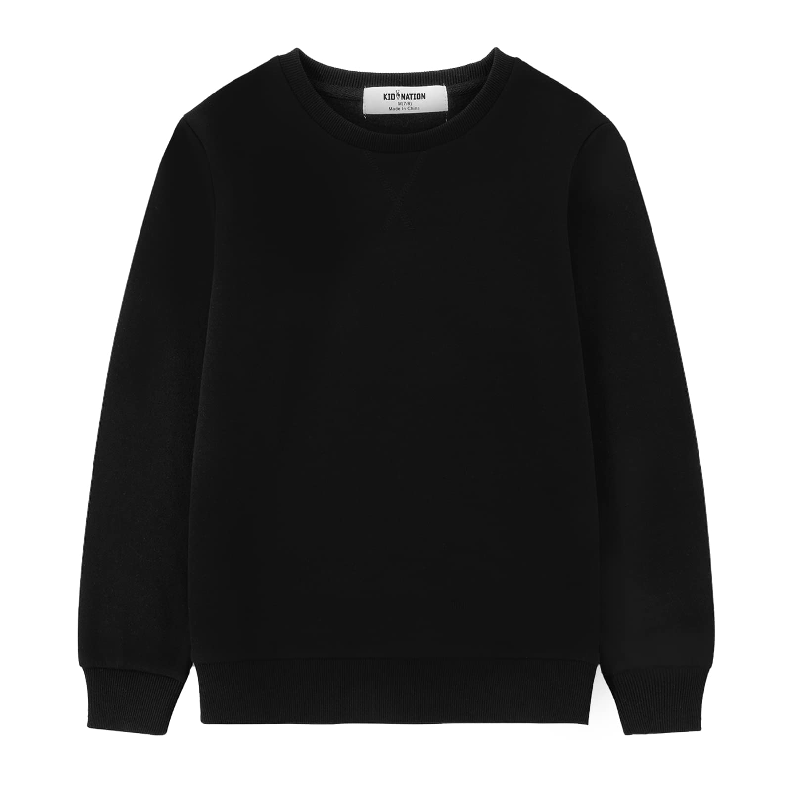 Kid Nation Kids Slouchy Soft Brushed Fleece Casual Basic Crewneck Sweatshirt for Boys or Girls 4-12 Years