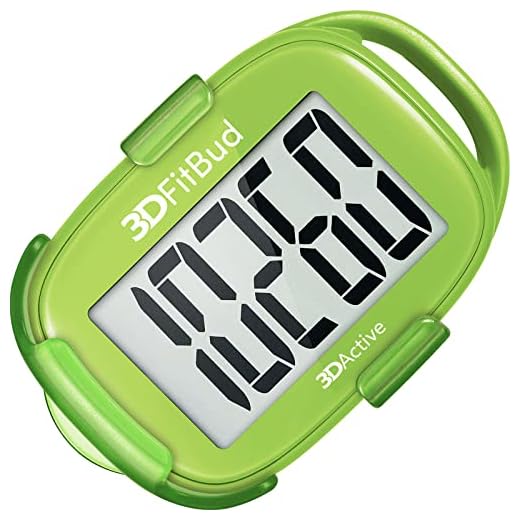 3DActive stappenteller voor wandelen, stappenteller met clip draagkoord, groot display, gebruiksvriendelijk voor kinderen, volwassenen en senioren, dagelijkse stappentelling A420S - Groente