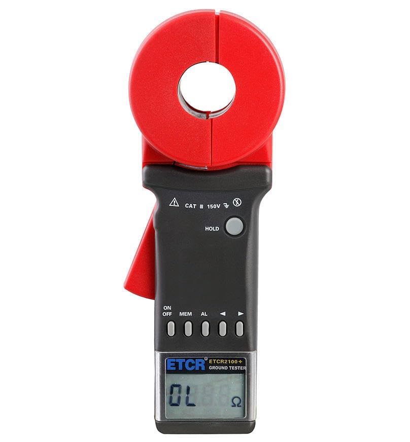 Clamp On Ground Earth Resistance Tester Meter Clamp Loop Gound Resistance Measurement with Resistance Range 0.01 to 1200Ω Resistance Resolution 0.001Ω