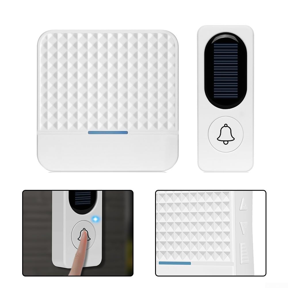 Sonnette de porte sans fil étanche à énergie solaire sans fil Installation rapide et facile En métal ABS Sonnette Sans Fil Intelligente Solaire Pour grandes maisons hôtels villas