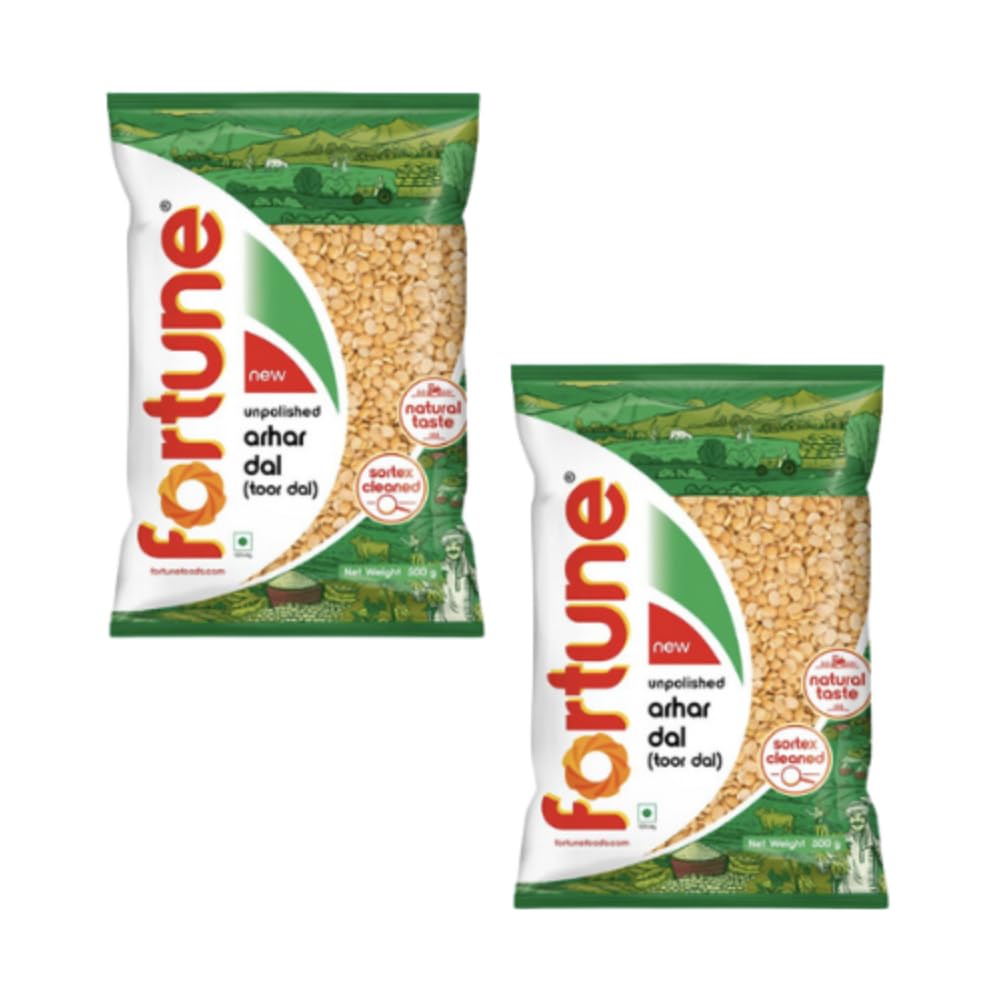 Lentejas de la Fortuna (paquete de 2 x 500 g) (Toor Dal Plain/Pigeon Peas)