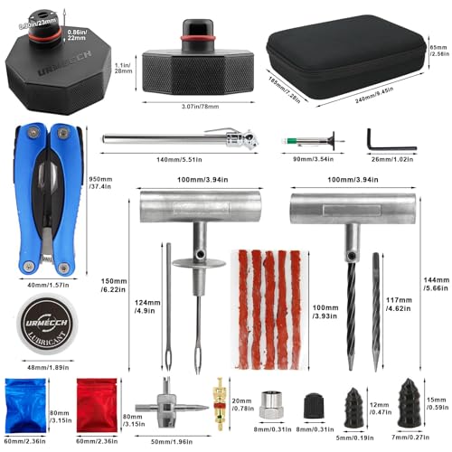 Image of Rubber Jack Pads Adapters & Tire Repair Tool Kit for Ford Mustang Mach E 2021-2025, 4pcs Rubber Lifting Floor Jack Pucks for Ford Mach E, Car Emergency Flat Tire Puncture Repair Tool Kit