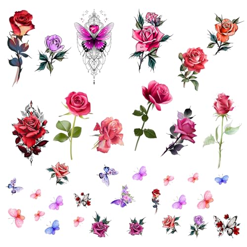 Temporary tattoos for women and girls Arm flower butterfly tattoo