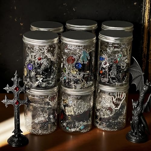 Mystery Jewelry Jar,30-35PCS Surprise Gothic Jewelry Box for Women, Gift Set(Gothic Witch Punk Necklace,Earrings, Rings,bracelets/bangles),Unique Birthday Gift for Her 6