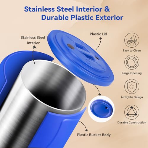 15lb Dog Food Storage Container, Stainless Steel Airtight Pet Food Storage Container and Durable Plastic Food Container, Large Metal Cat Food Container with Lid and Scoop to Keep Fresh - Image 4