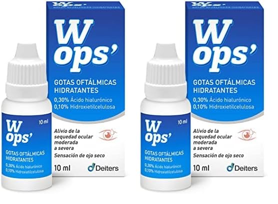 DEITERS - Wops' Gotas Humectantes 10 ml, Lágrimas Artificiales para Ojo con Sequedad de Moderada a Severa, Colirio con Ácido Hialurónico 0,3%, Gotas Lubricantes en Frasco (Paquete de 2)