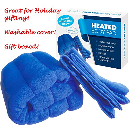 Image of XL Microwavable Heating Pad with Cover Releases Moist Heat for Back Pain