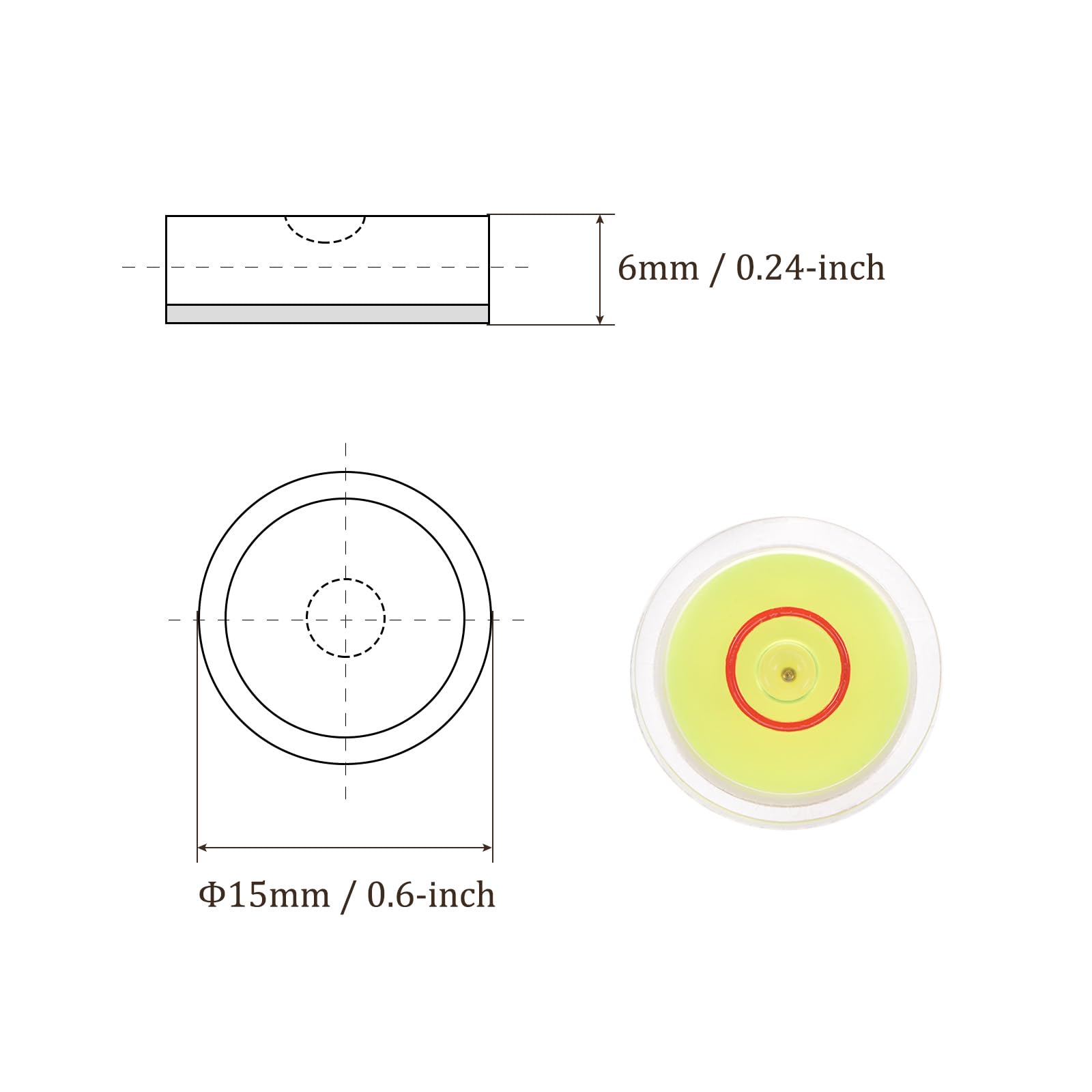 Kozelo 5pcs Small Circular Bubble Spirit Levels - Image 3