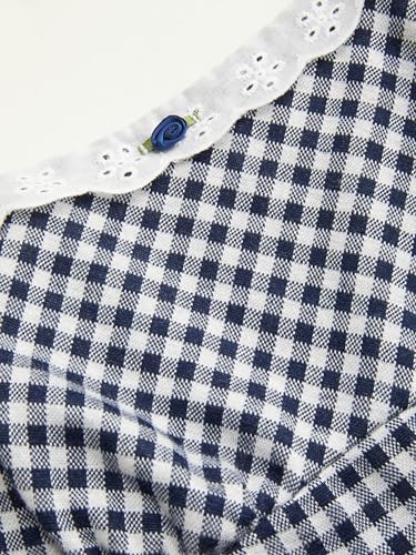 Image of CIDER Womens Summer Gingham Dress Plaid Tie Spaghetti Strap Sleeveless Lace Trim Cute A Line Casual Mini Dresses Sundress