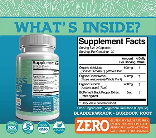 Yemayá Organic Sea Moss Capsules with Bladderwrack & Burdock (60 ct) — view 4